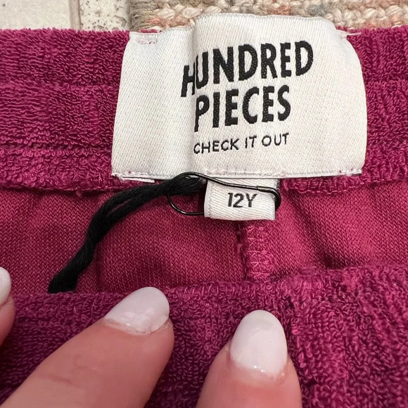 NWT Hundred Pieces Girls Blackcurrent Terry Track Shorts - Picture 2 of 8